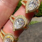 Pear Cut Moissanite Halo Split Shank Ring  customdiamjewel   