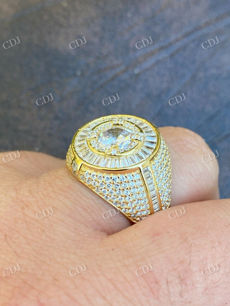 Iced Out Round Shaped Baguette Diamond Ring  customdiamjewel   