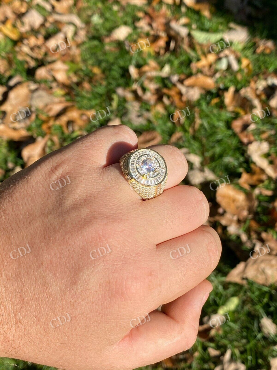 Iced Out Round Shaped Baguette Diamond Ring  customdiamjewel   