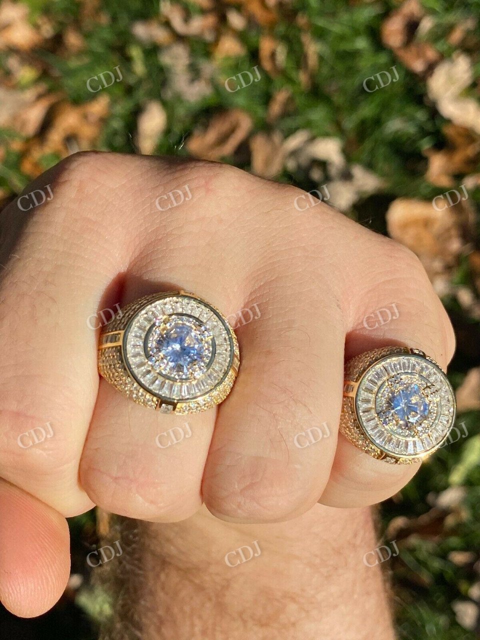 Iced Out Round Shaped Baguette Diamond Ring  customdiamjewel   