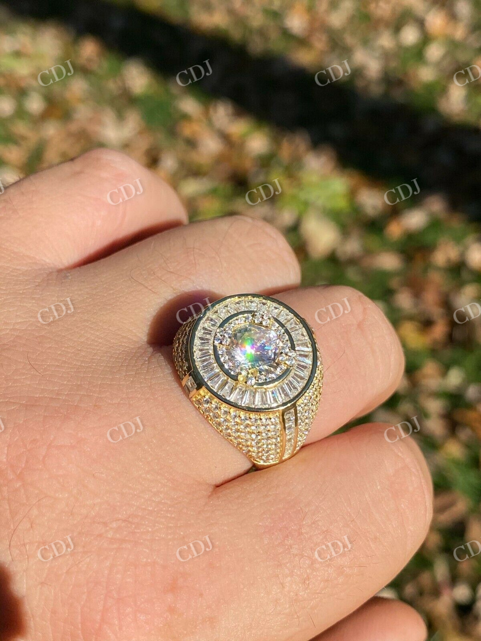 Iced Out Round Shaped Baguette Diamond Ring  customdiamjewel   