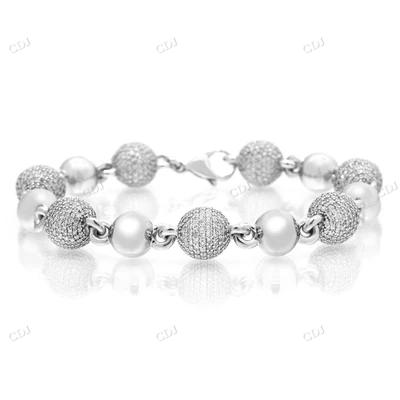 10K Gold Natural Diamond Ball Bracelet hip hop jewelry CustomDiamJewel