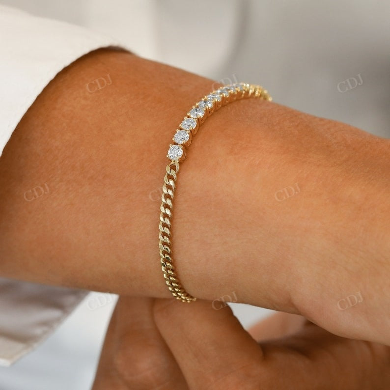 Lab Grown Diamond Cuban Link Tennis Bracelet  customdiamjewel   