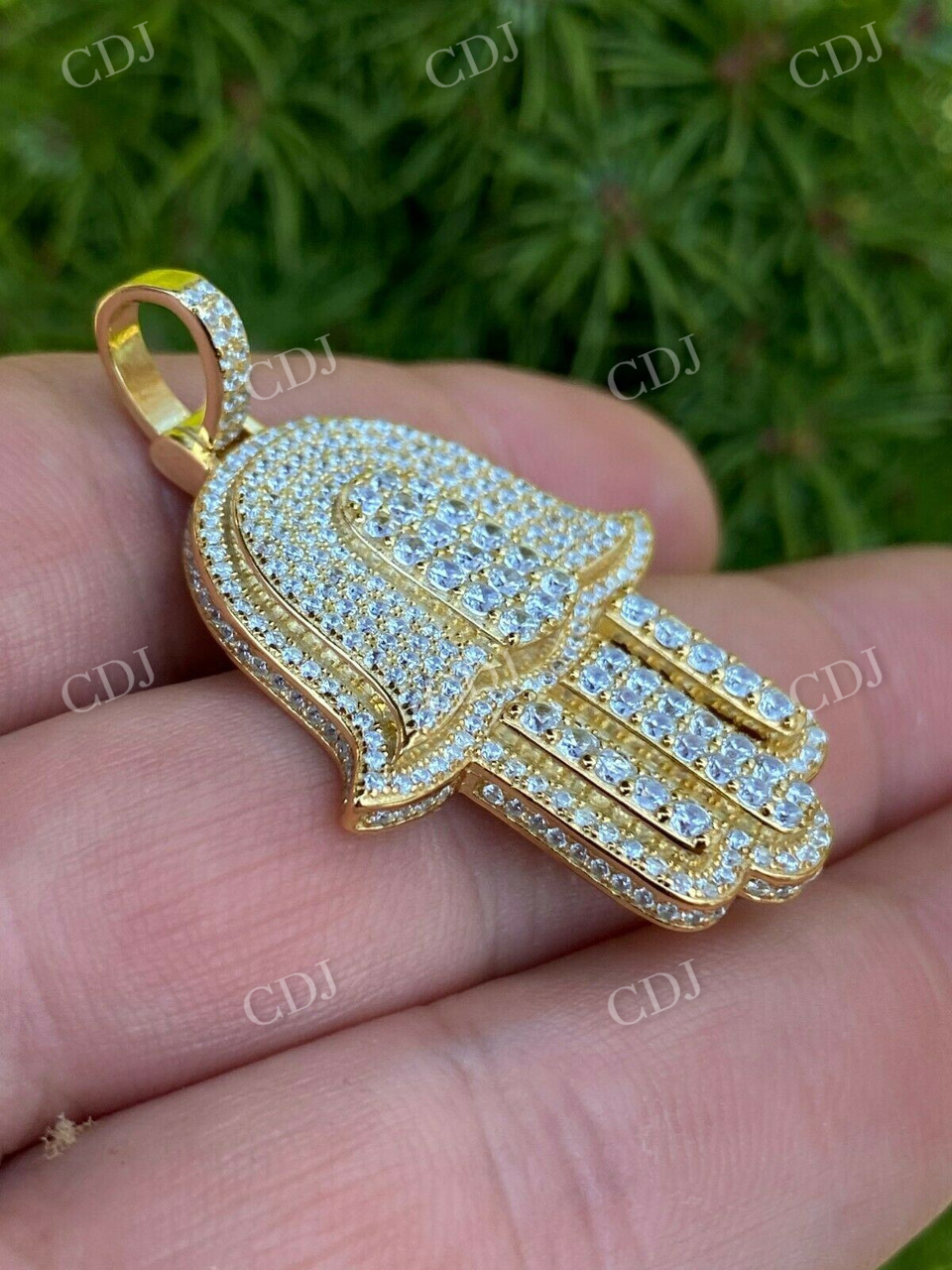Hip Hop Hamsa Hand Lab Grown Diamond Pendant  customdiamjewel   