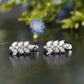 White Gold Lab Grown Diamond Cluster Lever Back Earrings