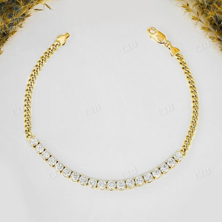 Lab Grown Diamond Cuban Link Tennis Bracelet  customdiamjewel 10KT Solid Gold Yellow Gold VVS-EF