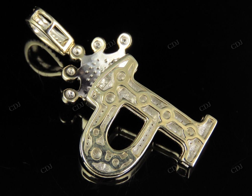 Iced Out Diamond 14K Gold Letter 'P' Initial Custom Pendant CustomDiamJewel