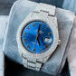 Rolex Blue Dial Iced Out Moissanite Watch customdiamjewel