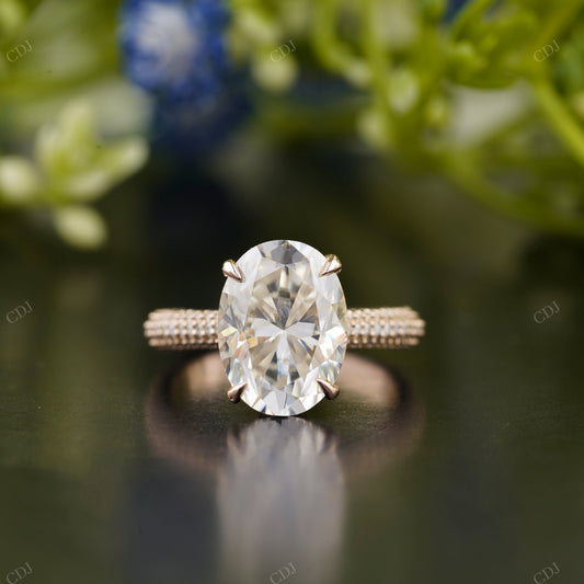 Oval Lab-Grown Three-Row Pavé Ring
