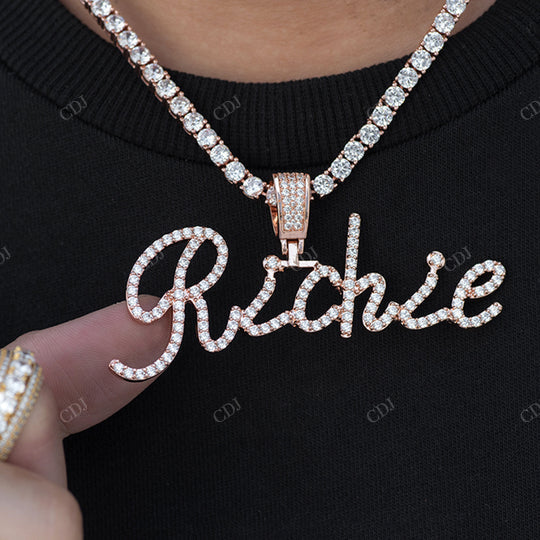 925 Sterling Silver Cursive Name Hip Hop Letter Pendant hip hop jewelry CustomDiamJewel