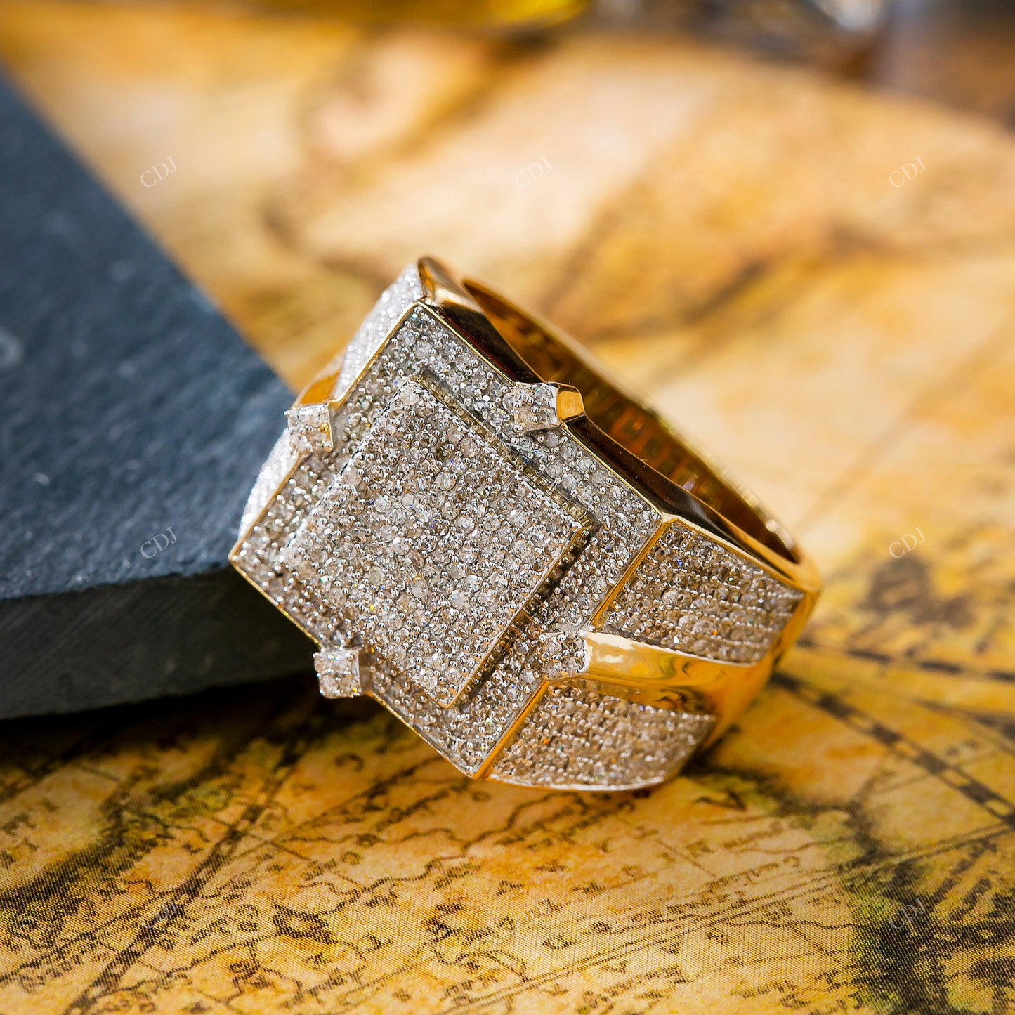 Fully Iced Out 14K Moissanite Square Shape Ring hip hop jewelry customdiamjewel
