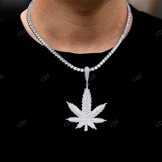 925 Sterling Silver Sativa Marijuana Leaf Pendant hip hop jewelry CustomDiamJewel