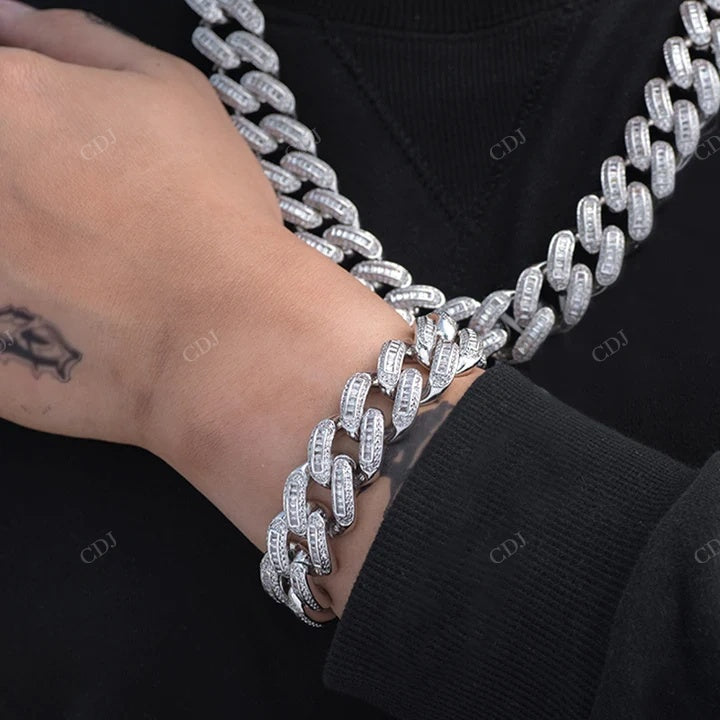 Sterling Silver Full Ice Out Hip Hop Style Bracelet For Man hip hop jewelry CustomDiamJewel