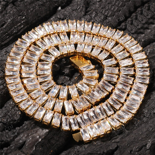 9MM Baguette Diamond Tennis Chain hip hop jewelry CustomDiamJewel