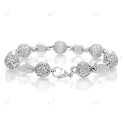 10K Gold Natural Diamond Ball Bracelet hip hop jewelry CustomDiamJewel