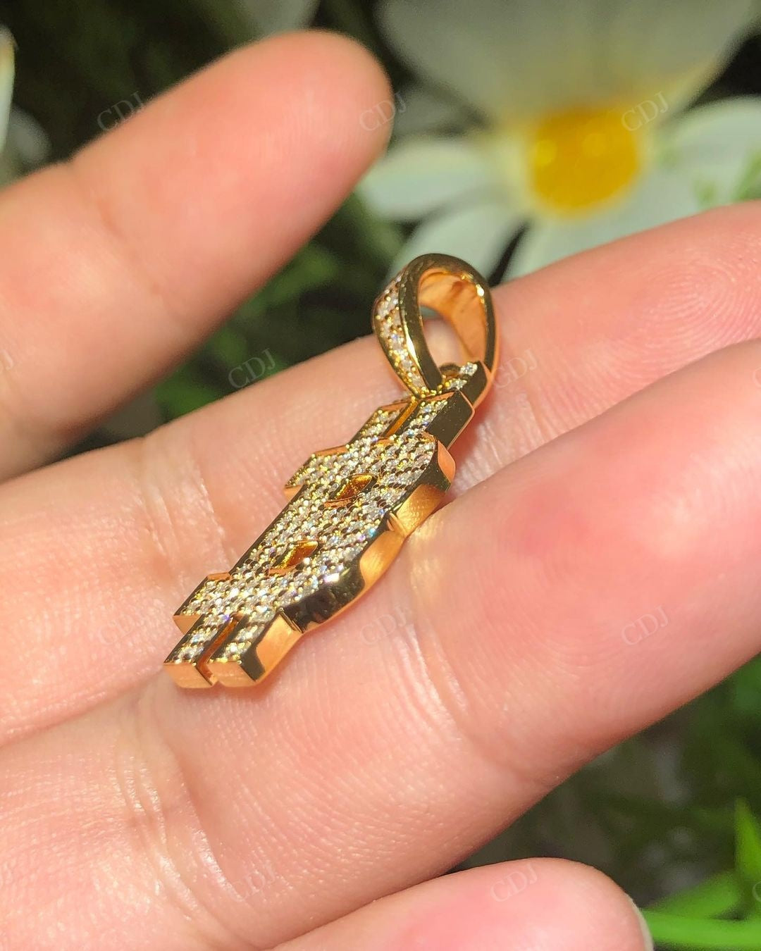 10K Gold Lab Grown Diamond Bitcoin Pendant customdiamjewel