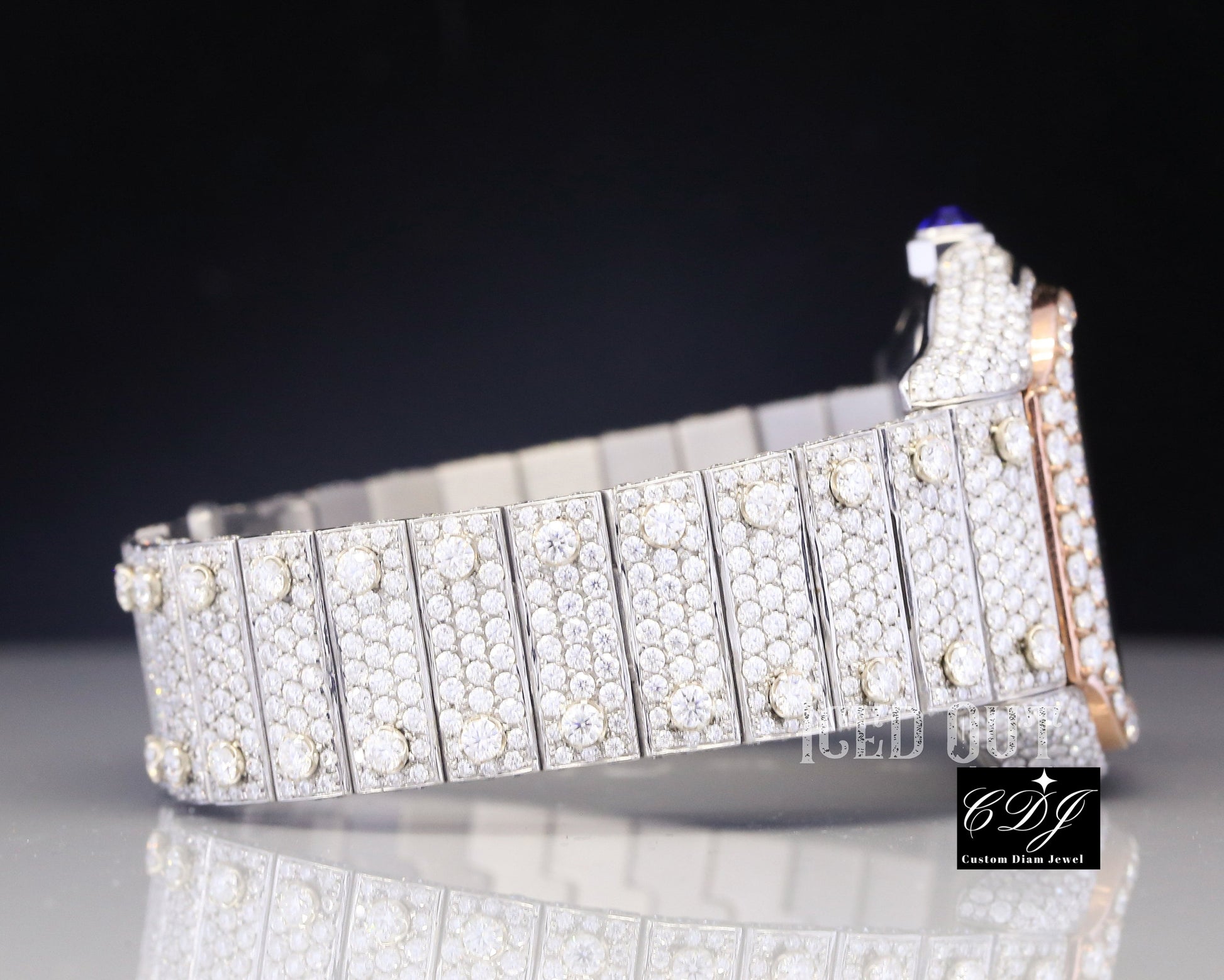 Moissanite Square Dial Iced Out Cartier Santos Watch customdiamjewel