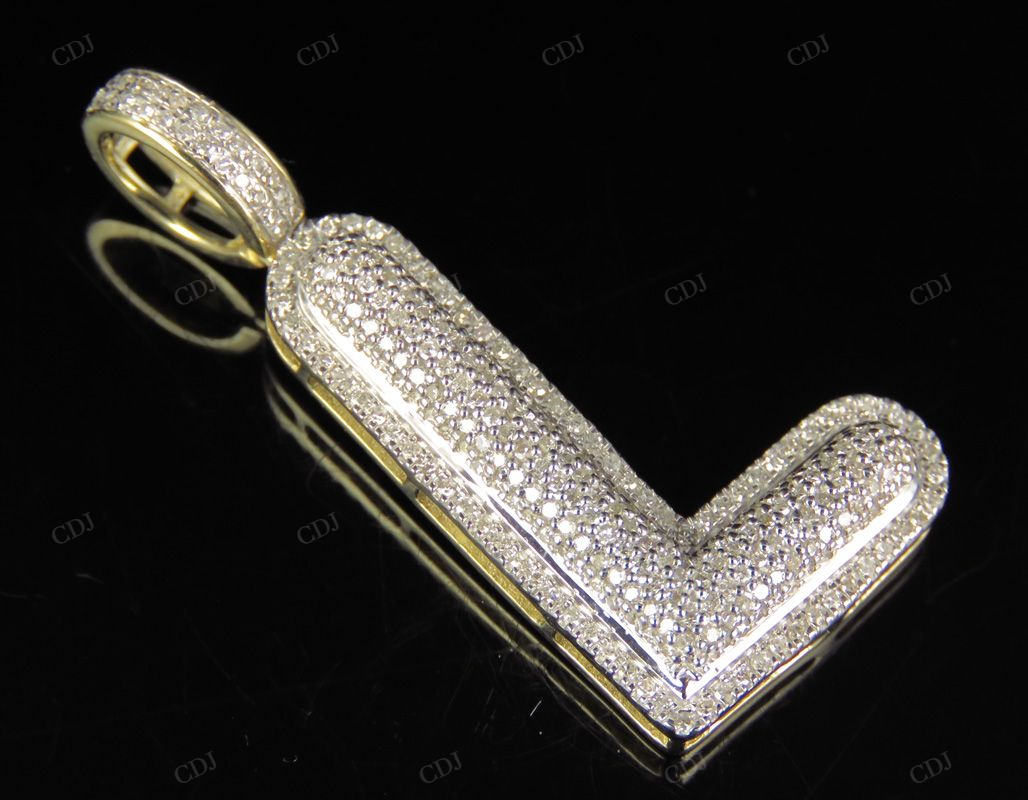 1.4" 0.65 CTW 18K Gold Natural Diamond Custom L Letter Pendant CustomDiamJewel