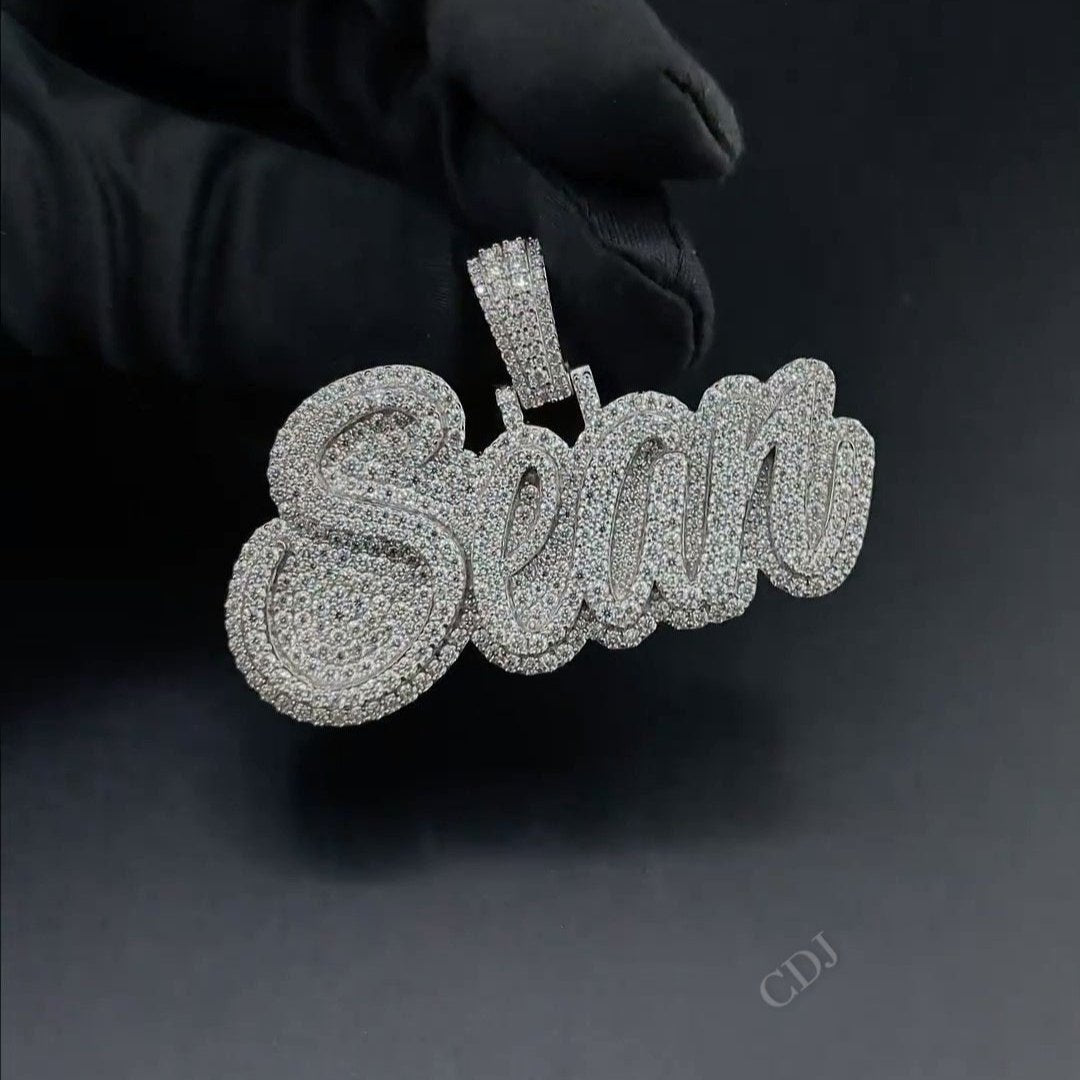 Iced Out Moissanite "Sean" Silver Pendant hip hop jewelry CustomDiamJewel   