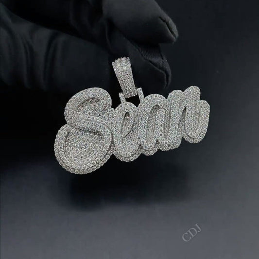 Iced Out Moissanite "Sean" Silver Pendant hip hop jewelry CustomDiamJewel   