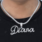 925 Sterling Silver Cursive Name Hip Hop Letter Pendant hip hop jewelry CustomDiamJewel
