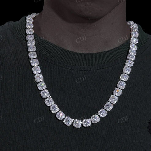 6.5mm Lab Diamond Full Iced Out Box Chain In 10K Solid Gold hip hop jewelry CustomDiamJewel