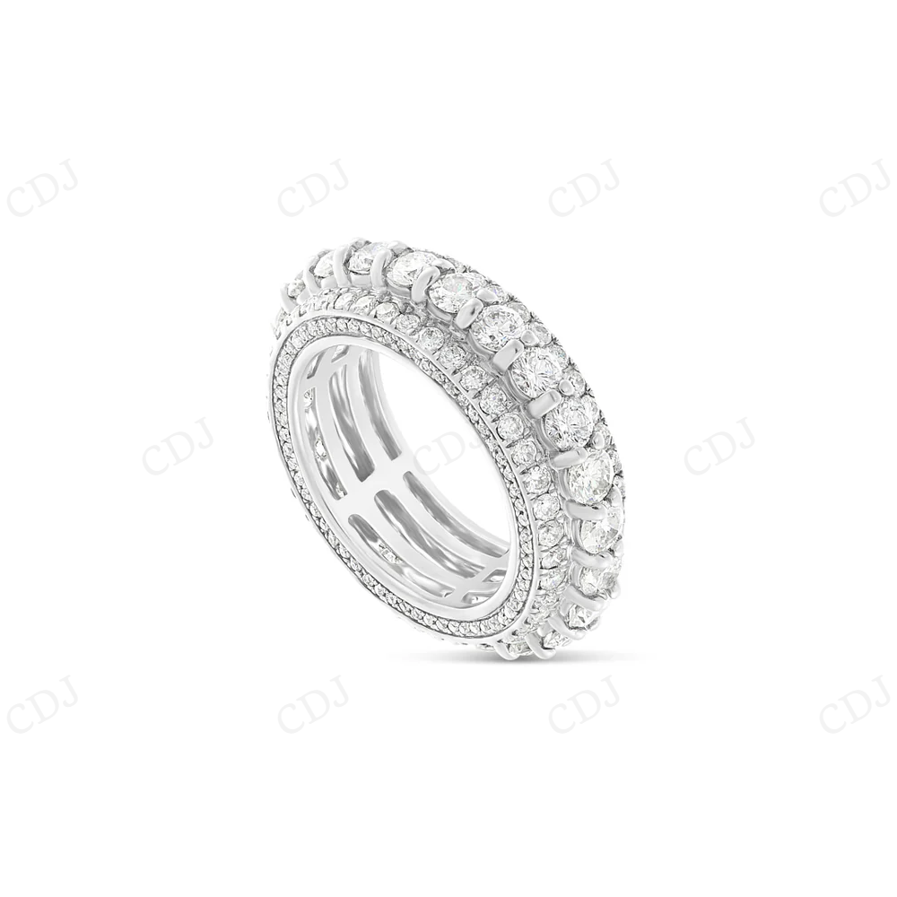 925 Sterlingn Silver 5 Row Moissanite Diamond Eternity Band hip hop jewelry CustomDiamJewel
