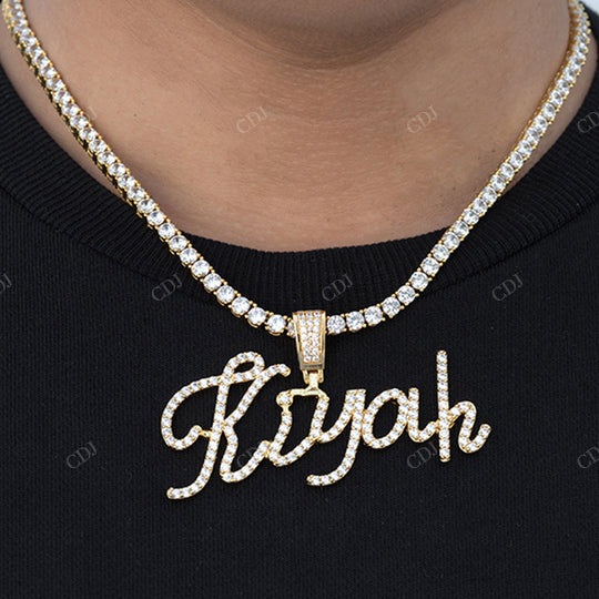 925 Sterling Silver Cursive Name Hip Hop Letter Pendant hip hop jewelry CustomDiamJewel