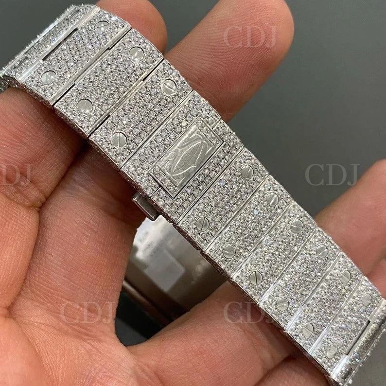 Bust Down Cartier Santos Custom Men's Moissanite Watch customdiamjewel