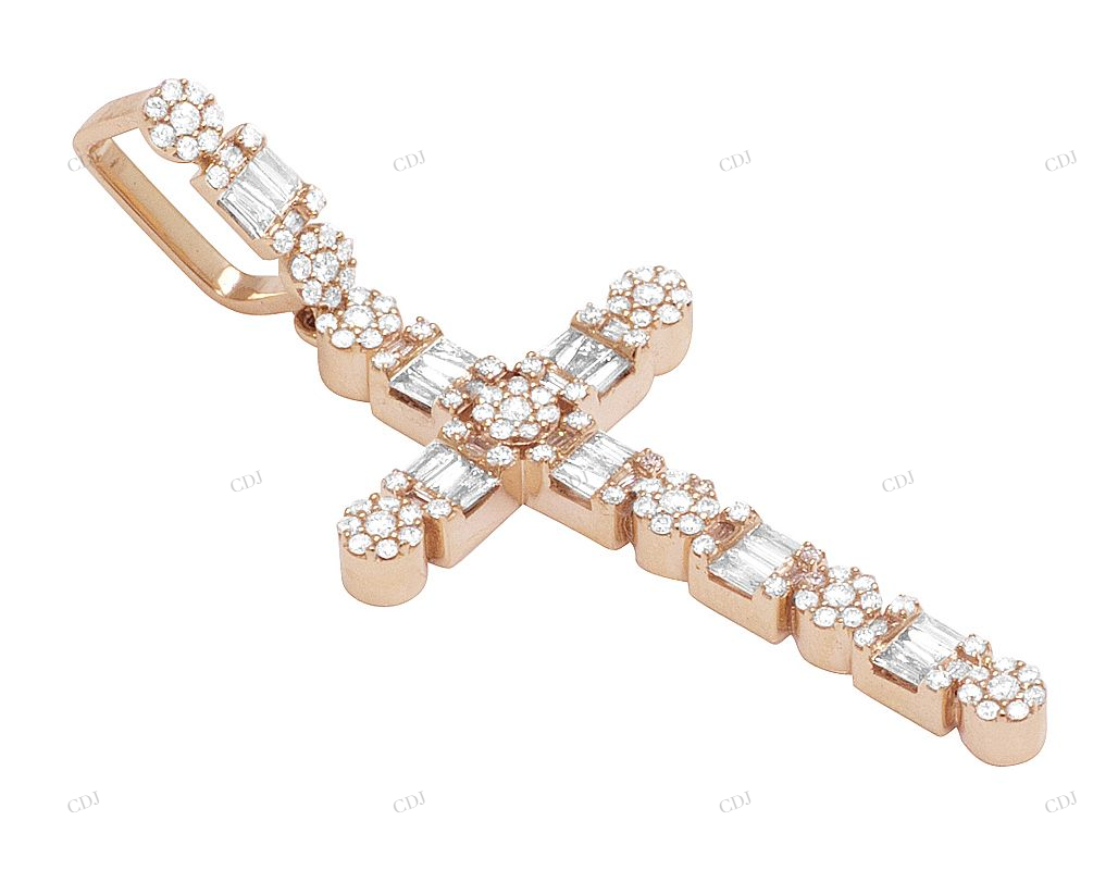 2 Inch Moissanite Flower Cross Pendant hip hop jewelry CustomDiamJewel