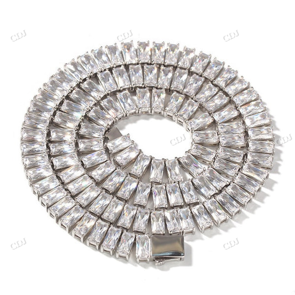 9MM Baguette Diamond Tennis Chain hip hop jewelry CustomDiamJewel
