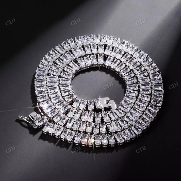9MM Baguette Diamond Tennis Chain hip hop jewelry CustomDiamJewel