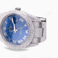 Rolex Blue Dial Iced Out Moissanite Watch customdiamjewel