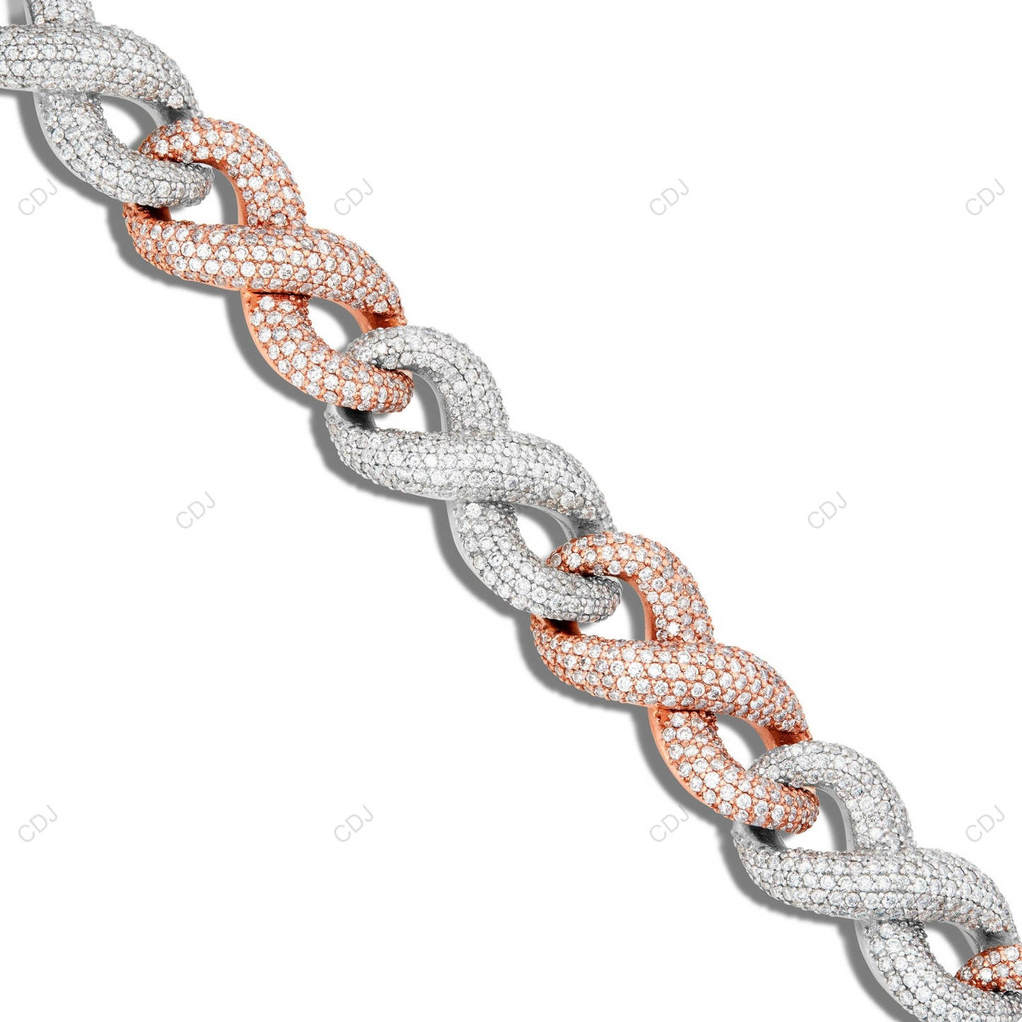 925 Silver Two Tone Miami Cuban Link Moissanite Chain CustomDiamJewel