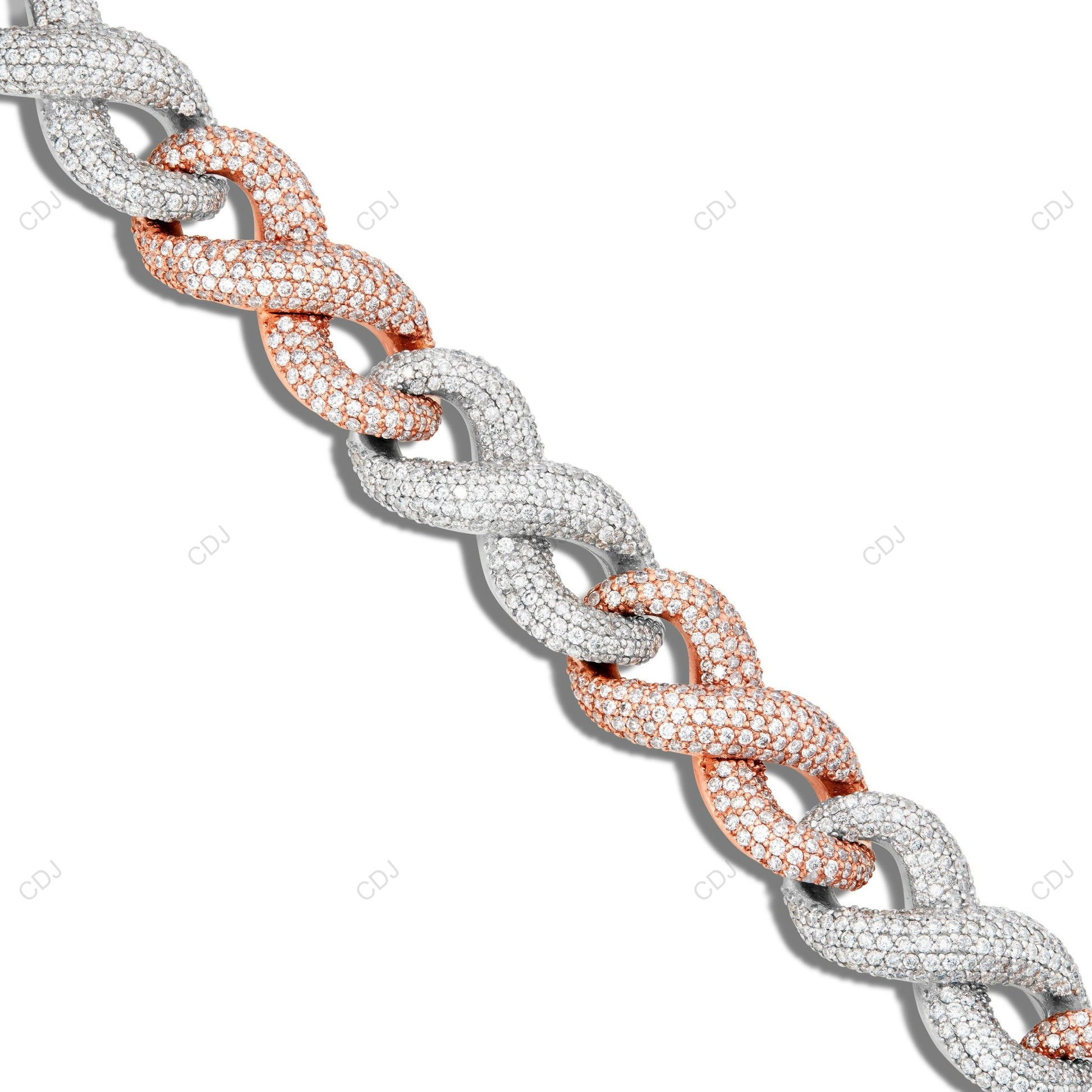 925 Silver Two Tone Miami Cuban Link Moissanite Chain CustomDiamJewel