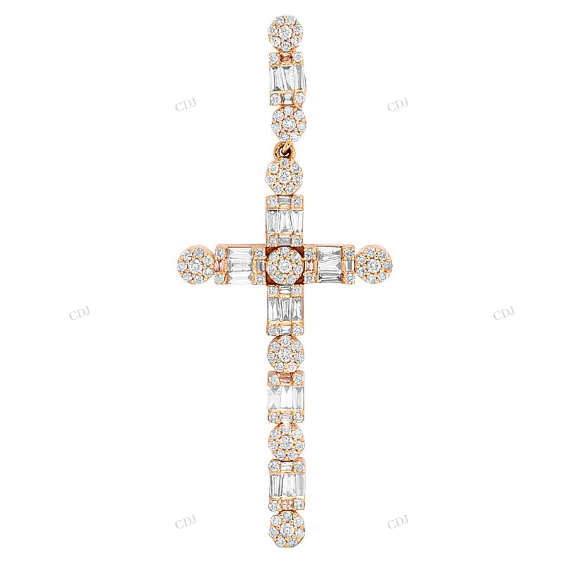 2 Inch Moissanite Flower Cross Pendant hip hop jewelry CustomDiamJewel