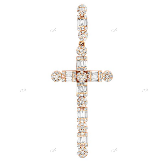 2 Inch Moissanite Flower Cross Pendant hip hop jewelry CustomDiamJewel