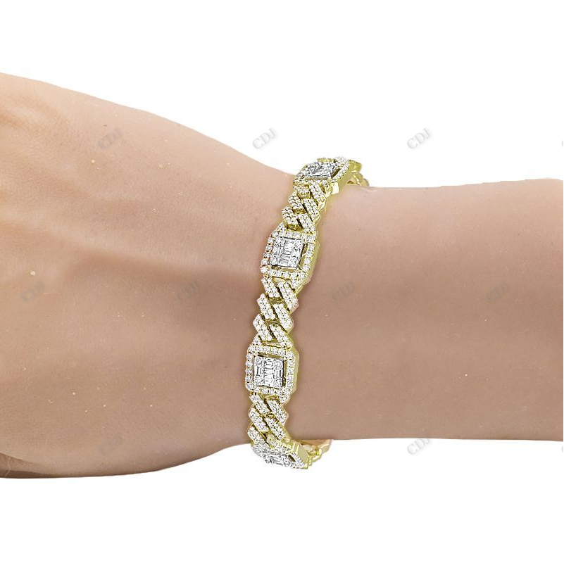 New Style Silver Moissanite Iced Out Cuban Bracelet