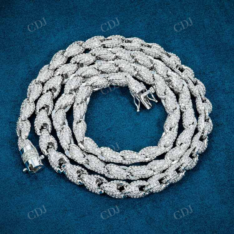 7MM 14K White Gold Rope Chain hip hop jewelry customdiamjewel   