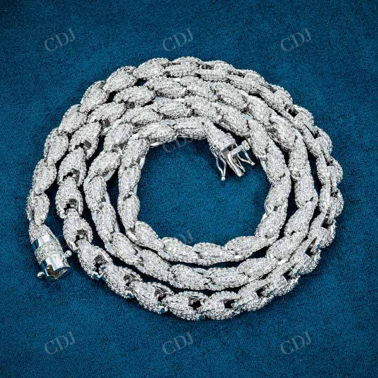 7MM Rope Chain Sterling Silver Iced Out Hip Hop chain hip hop jewelry customdiamjewel   