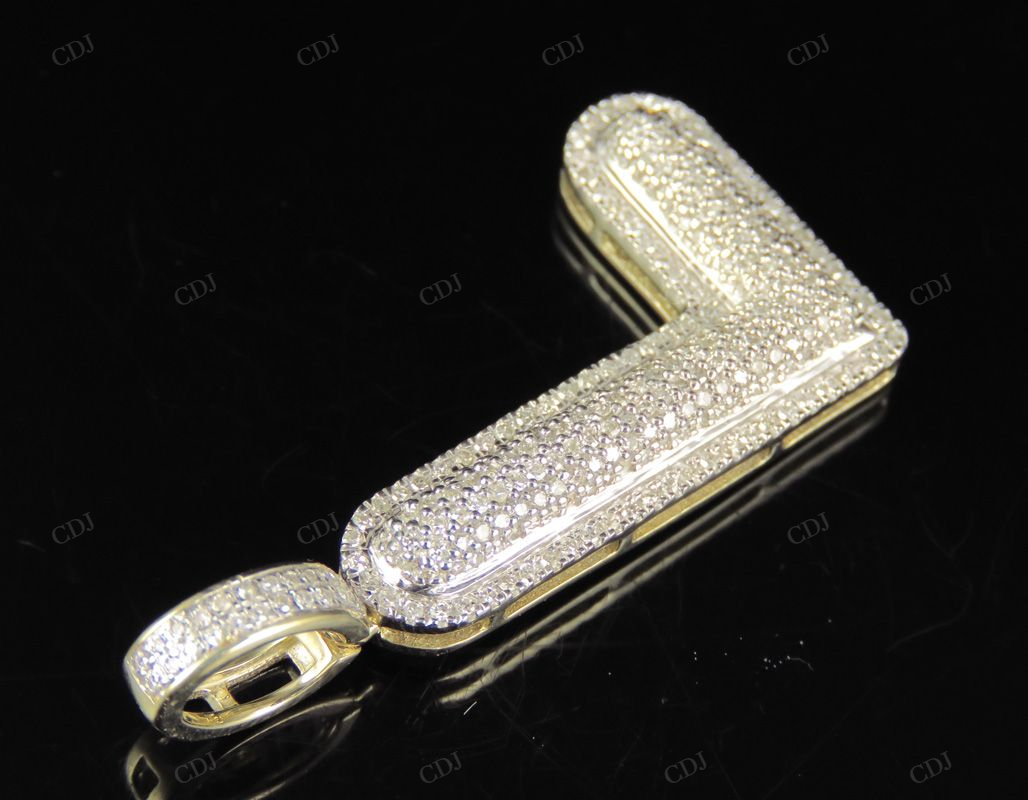 1.4" 0.65 CTW 18K Gold Natural Diamond Custom L Letter Pendant CustomDiamJewel