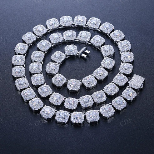6.5mm Lab Diamond Full Iced Out Box Chain In 10K Solid Gold hip hop jewelry CustomDiamJewel