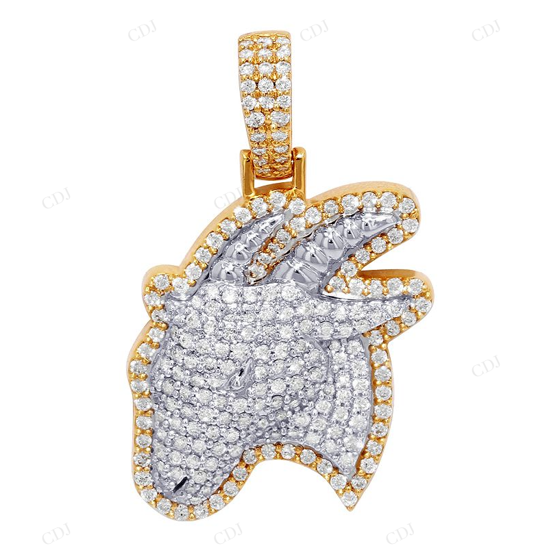 1.6 Inch Moissanite S925 Sterling Silver Goat Pendant CustomDiamJewel