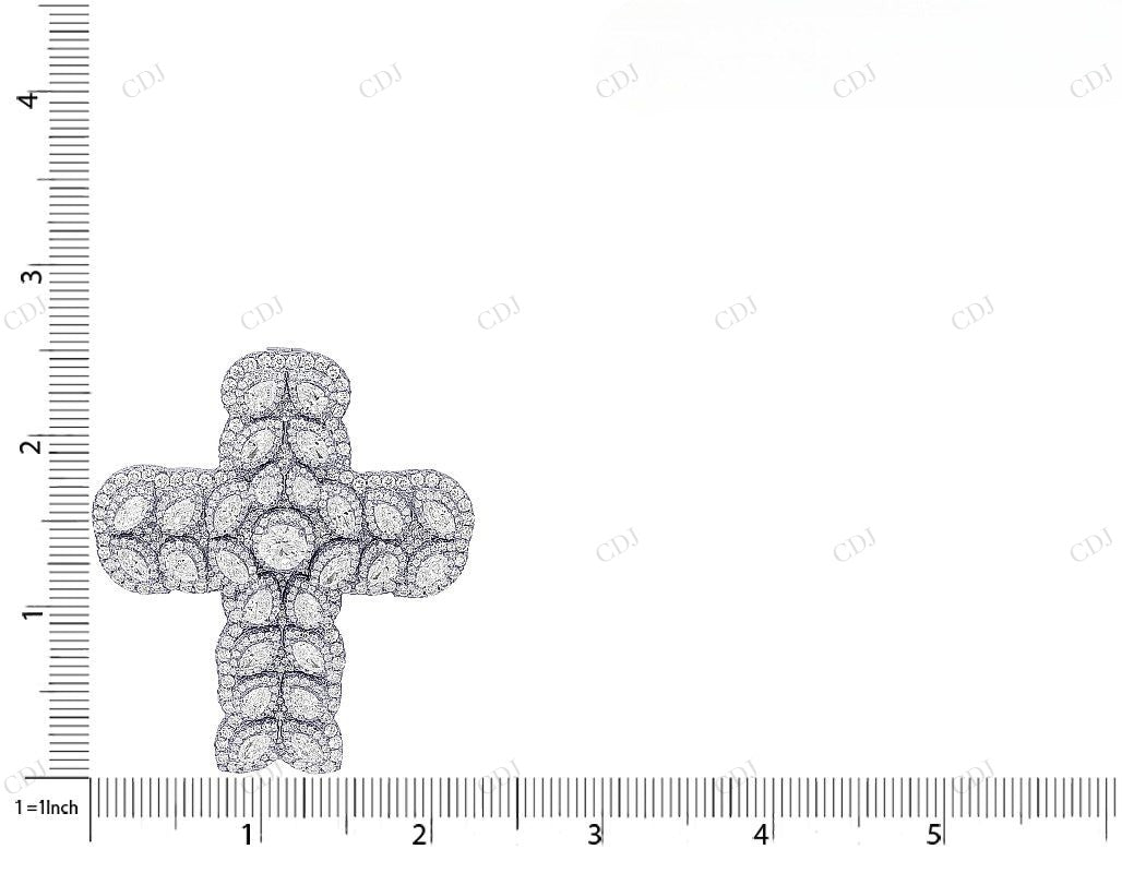 Lab Grown 14K White Gold Diamond Cross Pendant Hip Hop Pendent CustomDiamJewel