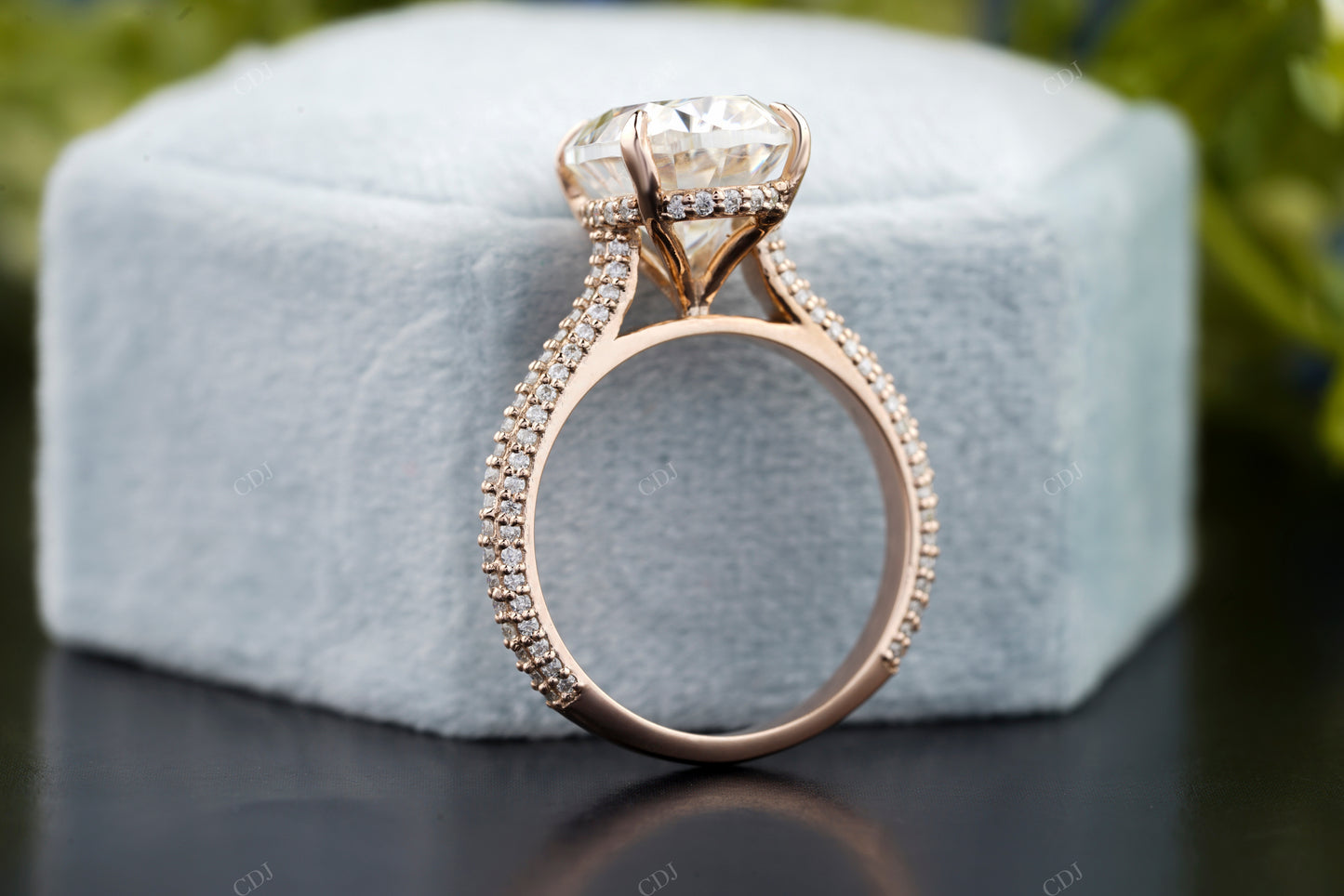 Oval Lab-Grown Three-Row Pavé Ring