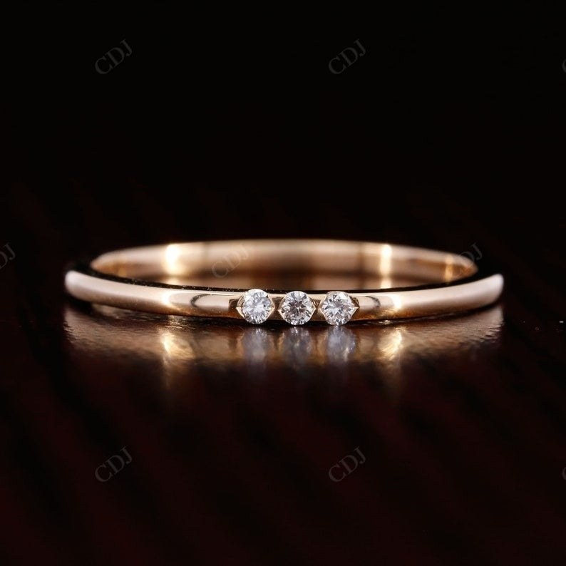 0.038 CTW Round Lab Grown Diamond Stackable Wedding Band For Women  customdiamjewel 10 KT Solid Gold Rose Gold VVS-EF