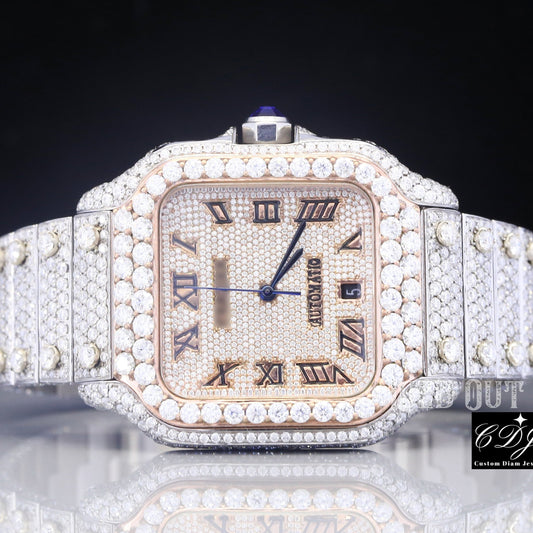 Fully Iced Out Natural Diamond Studded Watch customdiamjewel