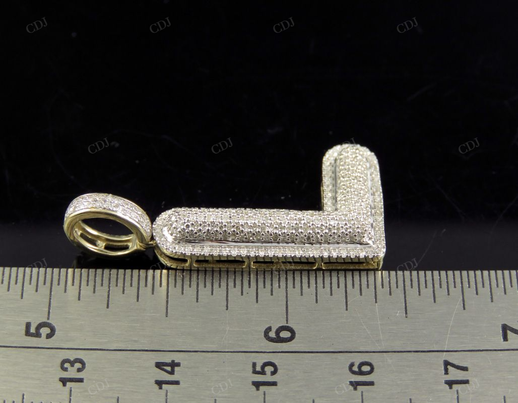 1.4" 0.65 CTW 18K Gold Natural Diamond Custom L Letter Pendant CustomDiamJewel