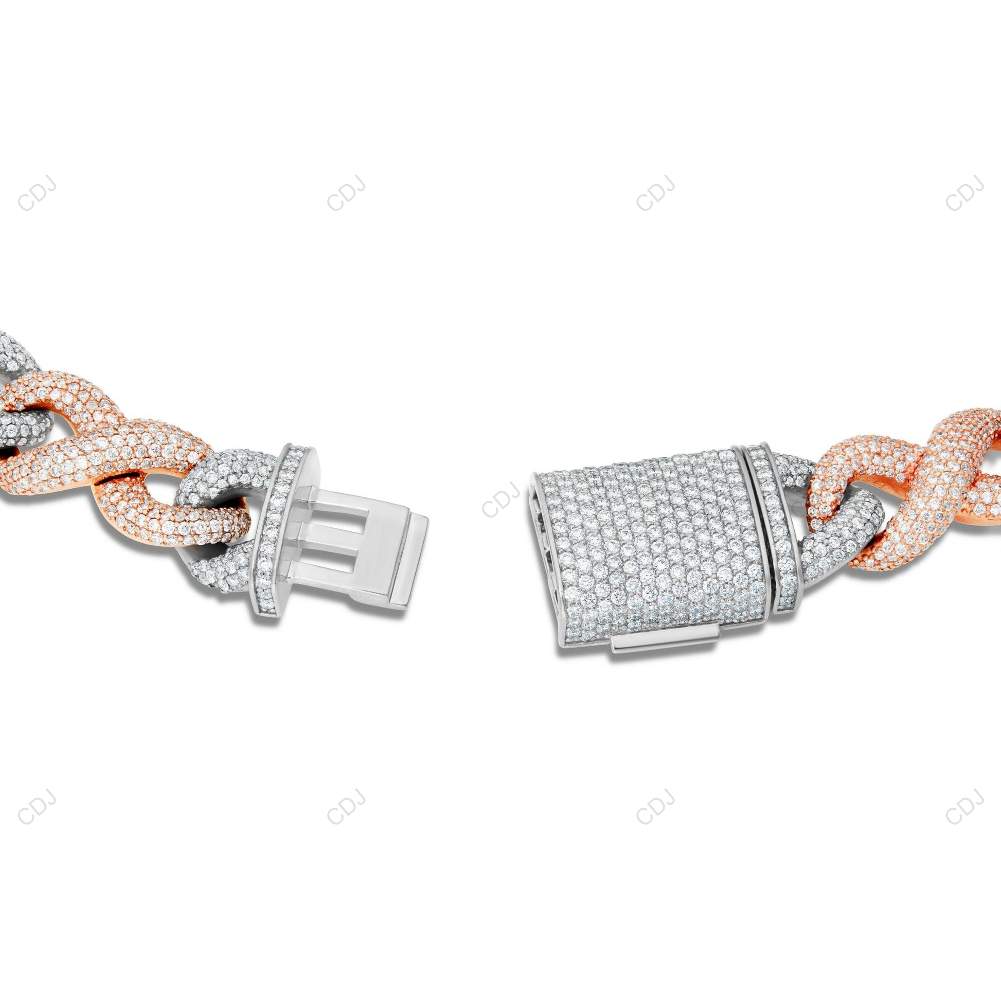 925 Silver Two Tone Miami Cuban Link Moissanite Chain CustomDiamJewel