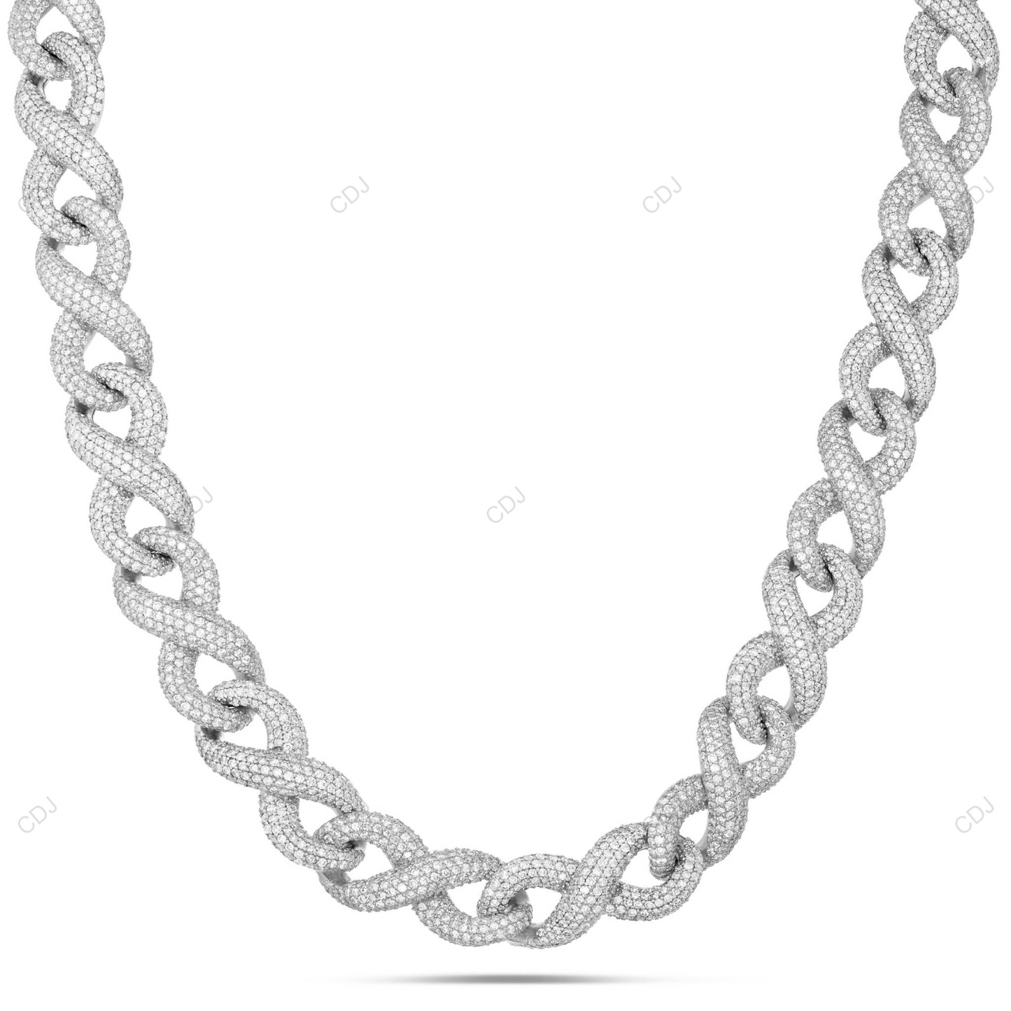925 Silver Two Tone Miami Cuban Link Moissanite Chain CustomDiamJewel